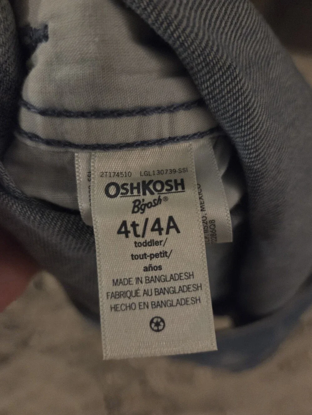 NWT OshKosh B'gosh American Flag Blue Denim Short Overalls Size 4T